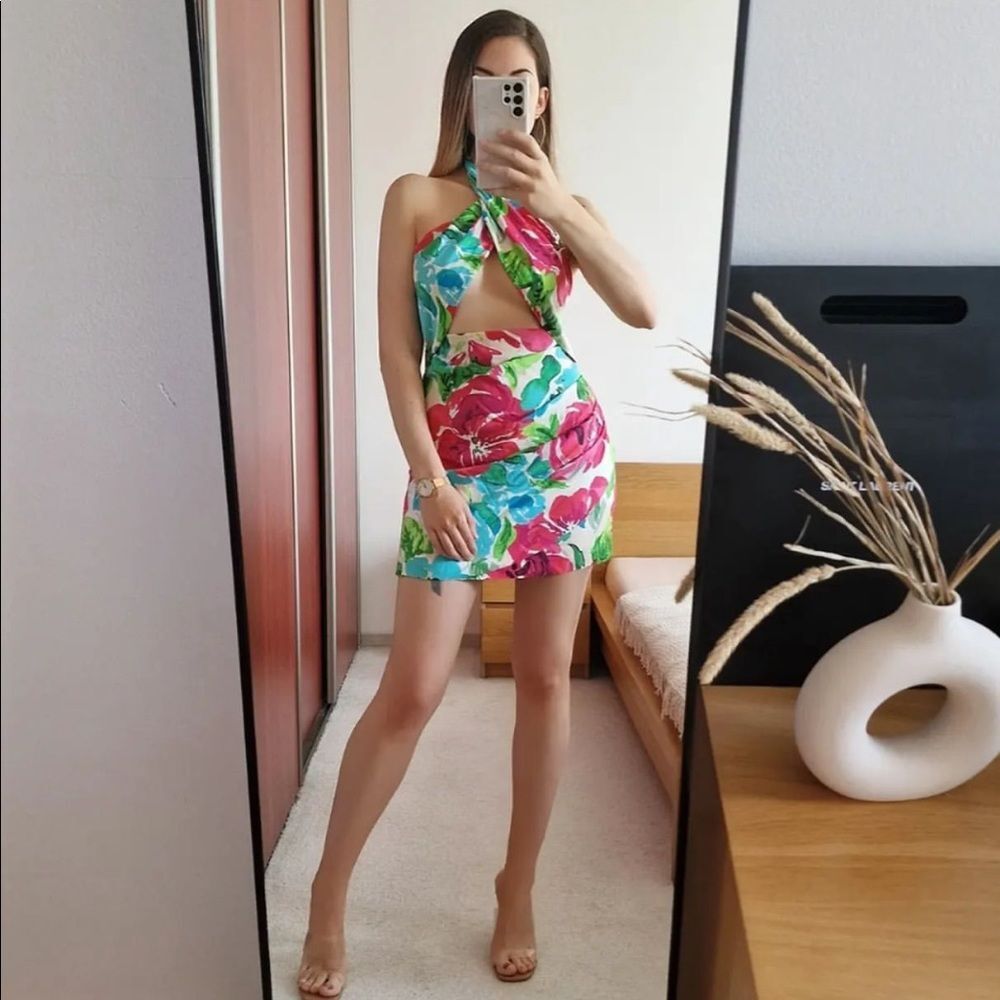 ZARA FLORAL PRINT DRESS - Picture 7 of 13